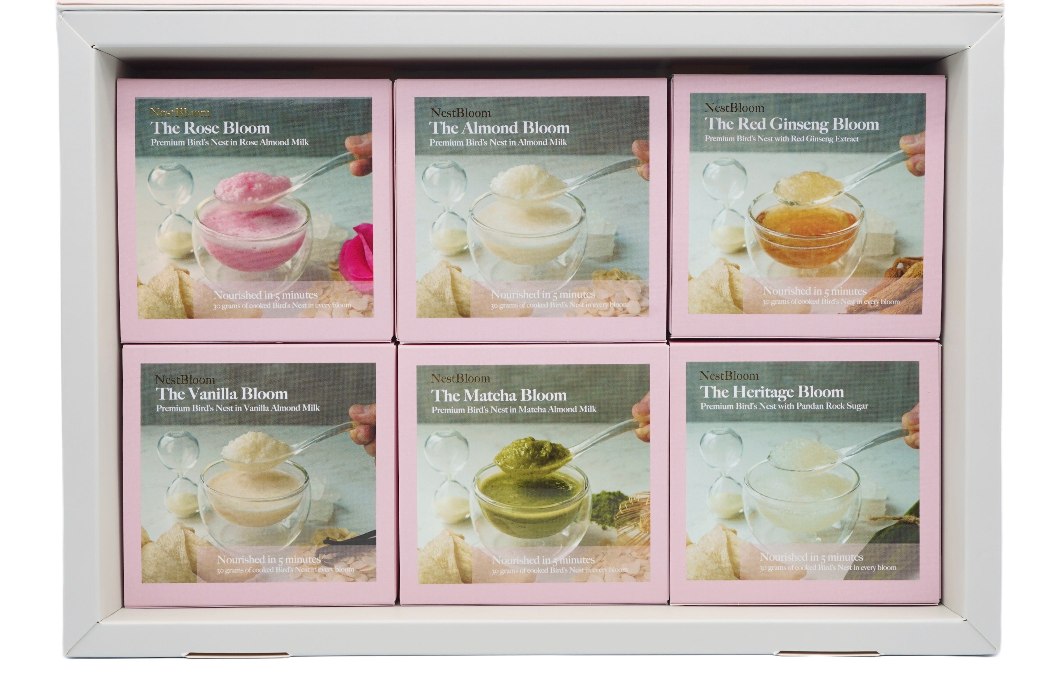 Classic Box of 6 (Rose Bloom, Almond Bloom, Vanilla Bloom, Red Ginseng Bloom, Matcha Bloom, Heritage Bloom)